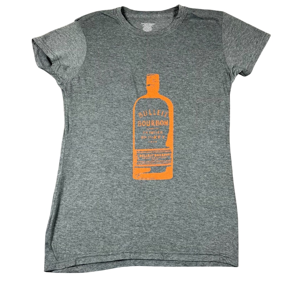 Bulleit Bourbon Whiskey Graphic T-Shirt Frontier Founder Gray Tee‎ Size L